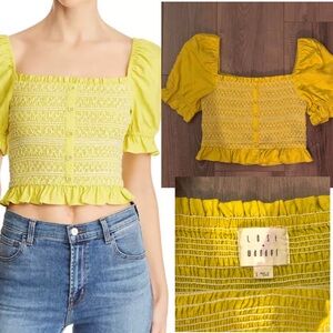 Nordstrom “Lost and Wander ~ Smocked Yellow/Green Cropped Top
With Puff Sleeves”